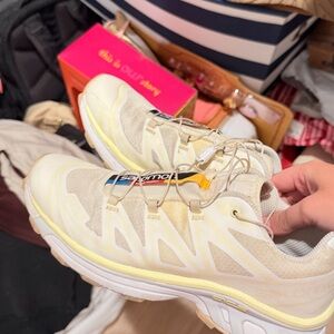 Salomon Cream and White Athletic Shoes